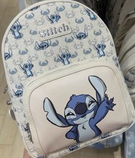 Disney Stitch Mini Backpack Beige Blue Primark Canvas Zip