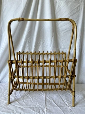 1970s Bamboo Magazine or Storage Rack, 23” x 18” x 10” | Vintage Boho Decor - Image 1 of 4