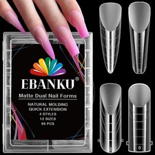 EBANKU 96PCS Clear Dual Nail Forms System Full Cover Nail Mold Tips Acrylic Nail