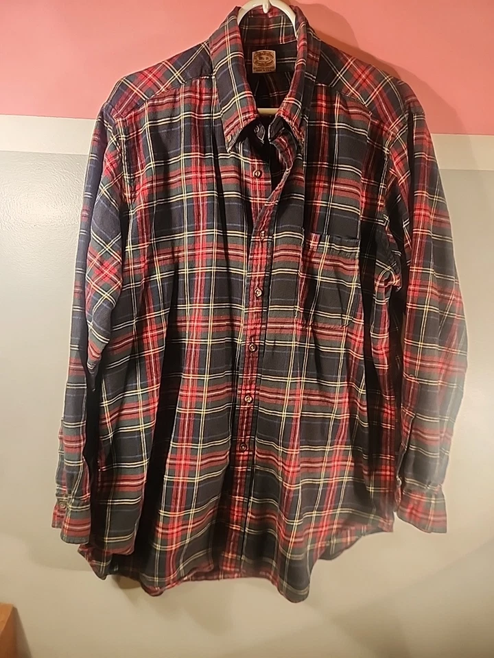 *USA* Brooks Brothers Vintage 17.5 - XL Red green plaid wool Blend flannel shirt - Image 2 of 4
