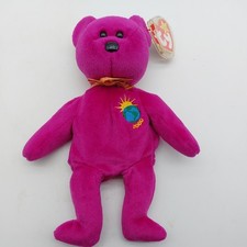 Rare TY Beanie Babies Purple Millennium Bear Size 22 cm Tall NEW with Tags