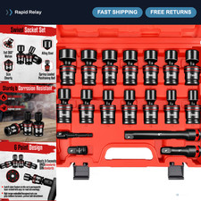 18-piece Metric Shallow Impact Socket Set 12 Drive Swivel Wobble Sockets 18-piece Metric Shallow Impact Socket Set 12 Drive Swivel Wobble Sockets