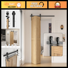 48" Bi-Folding Sliding Barn Door Hardware Kit, 4FT Heavy Duty Track, Easy Instal