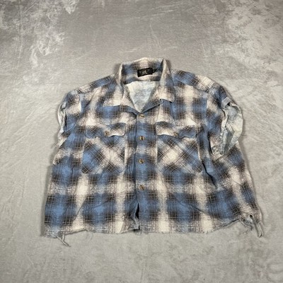 RRL Double RL Ralph Lauren Shirt Womens 2XL Blue Plaid Western Button Up