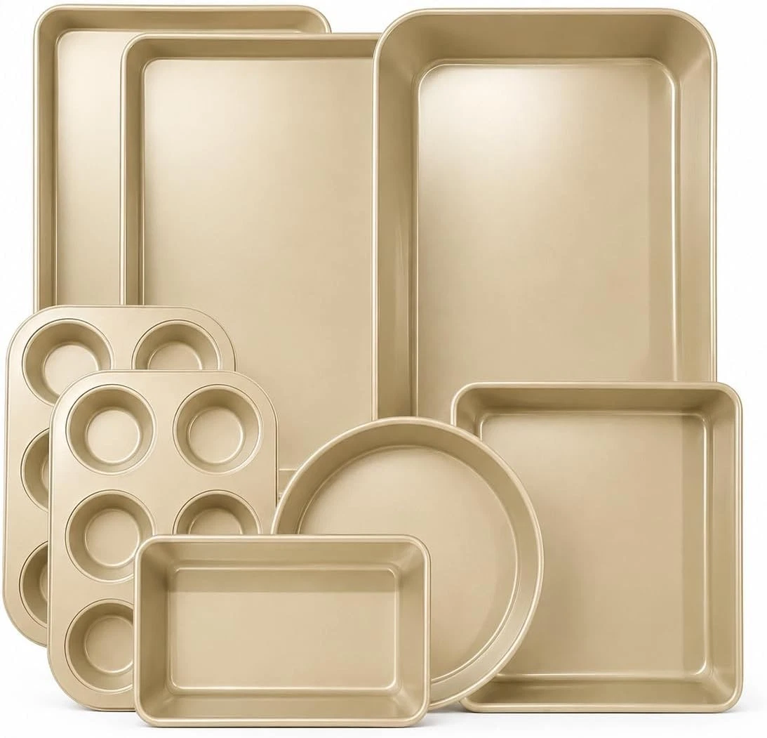 Bakeware Set 8 Piece Carbon Steel Nonstick Oven Safe 450°F Baking Pan Kit