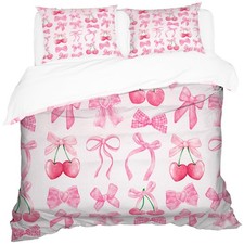 Pink Bows Bowknot Duvet Cover Queen Size,Kids Girls Super Soft Microfiber Bed...