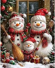 Christmas Diamond Art Kits for Adults, Christmas Snowman Family Diamond Paiting