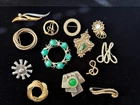 Lot of 13 Vintage Costume Jewelry Pins