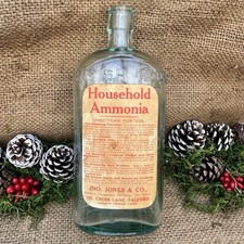 Antique Victorian Household Ammonia Bottle JONES SALFORD Vintage Chemist Glass