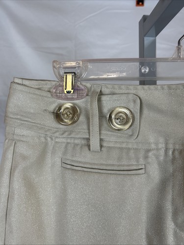 Copper Key Shiny Tan Mini Skirt Juniors Size 9 Big Buttons Split On Back - Picture 2 of 11