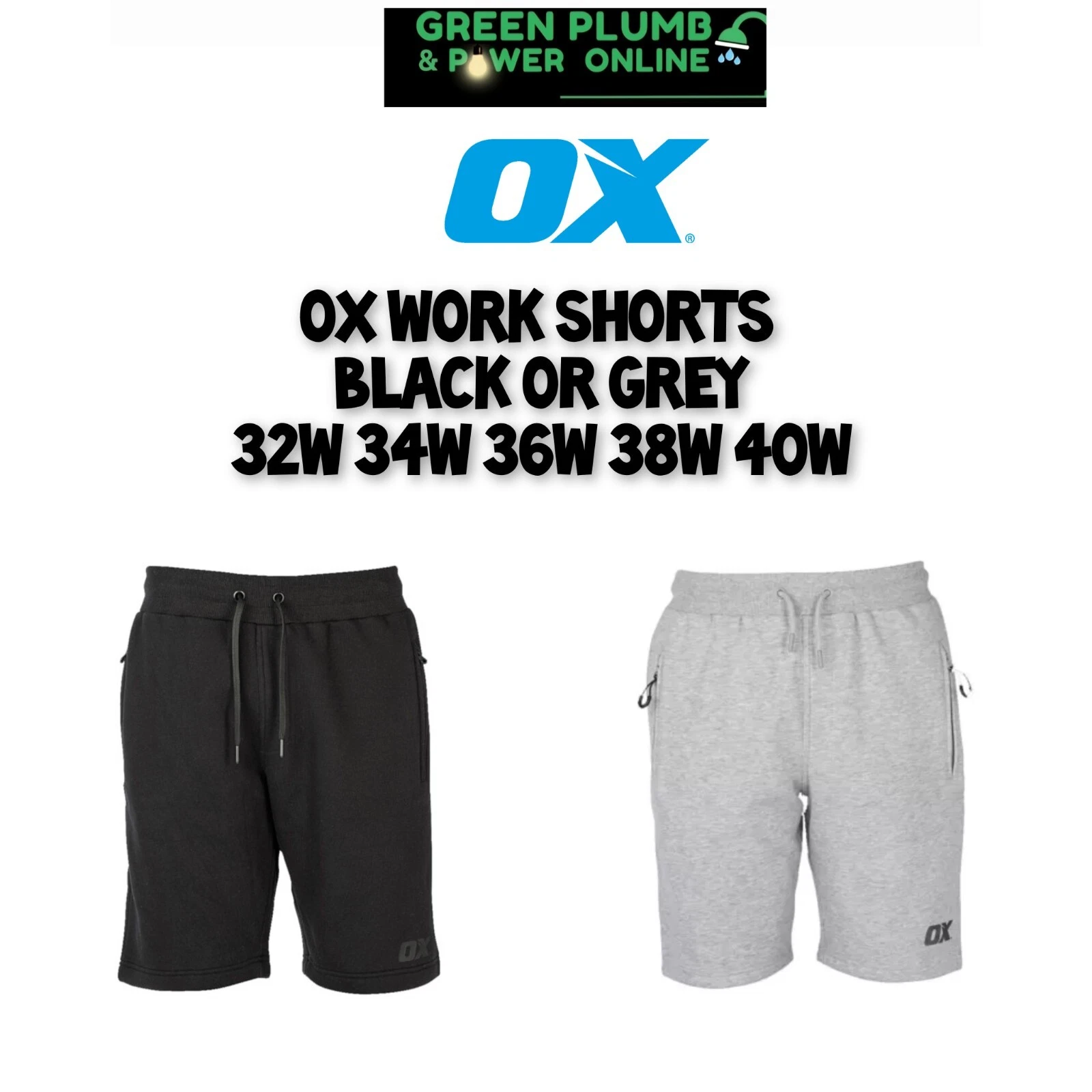 OX Jogger Shorts Black W5532 Grey W5531 Trade Workwear 32" - 40" FREE SHIPPING