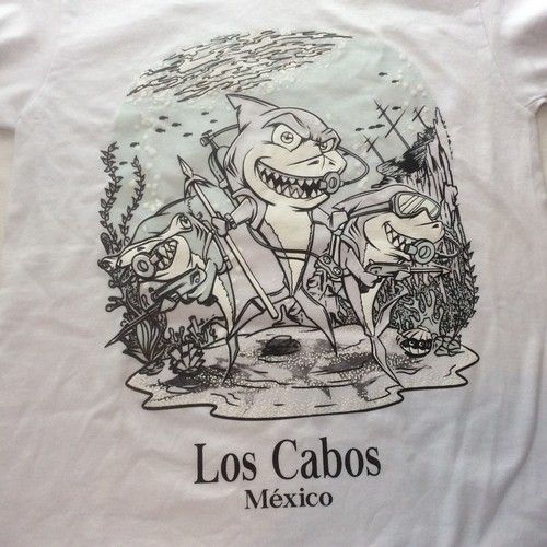 Shark T Shirt Glow in the Dark Los Cabos Mexico Childrens XL Size 12 Ships Free