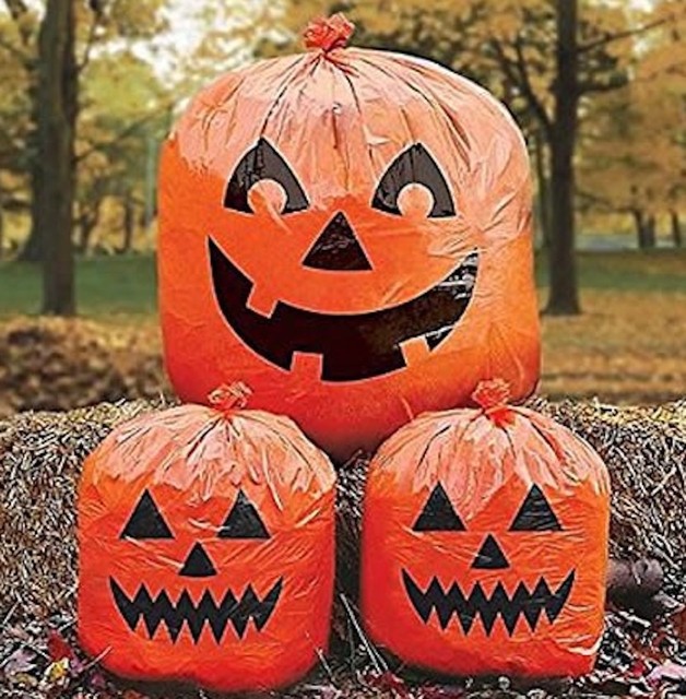 Pumpkin Lawn Garbage Bags Halloween Decoration Props Set of 3 for sale