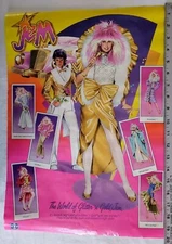 Jem & The Holograms Dolls  "World of Glitter n Gold" Poster 1986 Hasbro 14X20 in