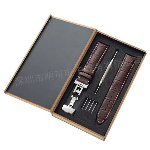 Genuine Leather Crocodile Grain Watch Band Strap Butterfly Clasp12-24mm with Box - Picture 1 of 17