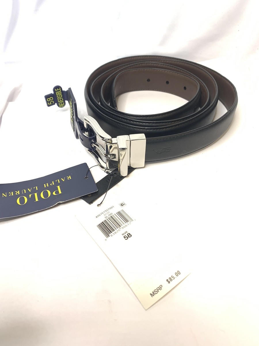 New Size 58 Polo Ralph Lauren Men's Reversible Leather Dress Belt