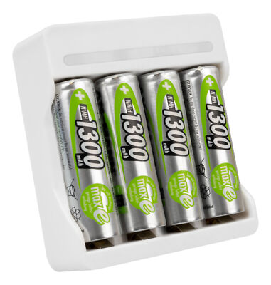 ANSMANN Akku Ladegerät AA AAA für 1-4 NiMH Akkus Basic 4 inkl. 4x AA 1300 mAh