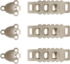 Adjustable Nickel Hook Eyes Sewing Hooks and Eyes Closure - 3 Sets in a Pack