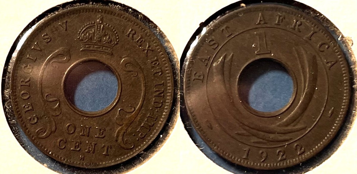 East Africa 1933 5 Cents - George V KM-18 Bronze aXF #93 - US