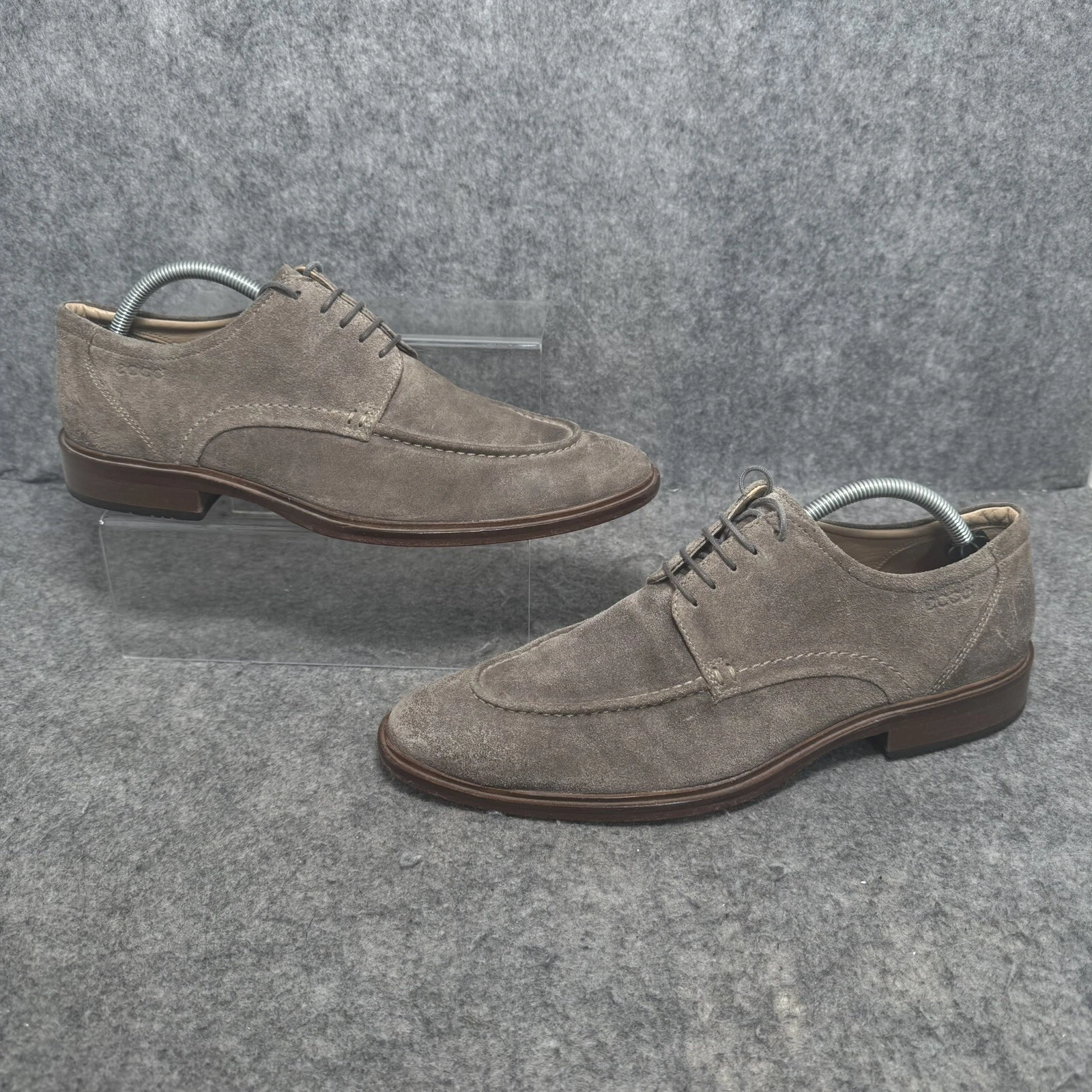 Ecco Shoes Uomo Uk 8 Grembiule Punta Derby Marrone Stringate Logo Pedroso Scamosciato