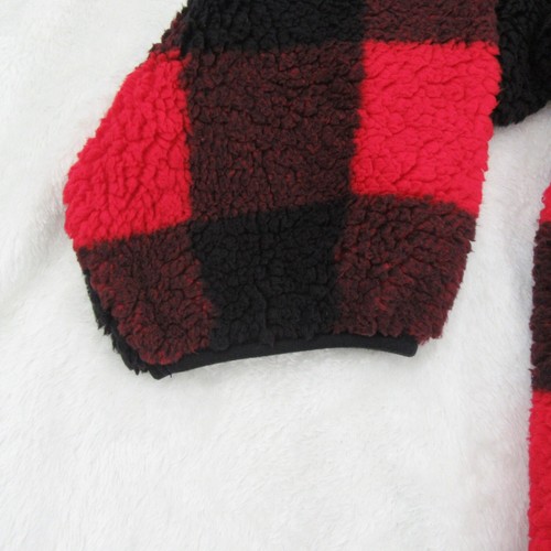 Old Navy Womens Plus Size 3X Relaxed Fit Cozy Sherpa Half Zip Red Buffalo Check - Picture 3 of 13