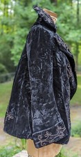 VICTORIAN 19TH C BLACK PLUSH VELVET JACKET W SOUTACHE  JET BEAD DETAIL