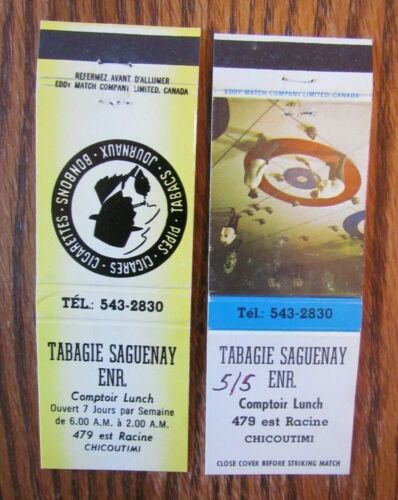 TABAGIE SAGUENAY TABACCO SHOP CHICOUTIMI COPERTINE DI FIAMMIFERI VUOTE -E24 - Foto 1 di 1