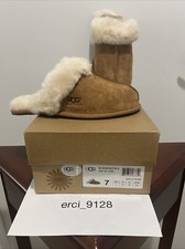 UGG Women's Medium Scuffette II Size 7 Chestnut Real Lamb Fur Origin: Australia