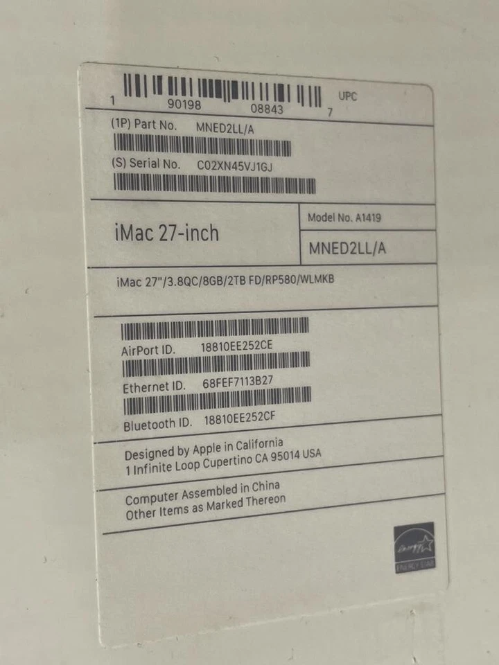 Apple iMac A1419 5K 27" Late 2017 i5 3.8GHz - 8GB - 2TB FD - Image 3 of 4
