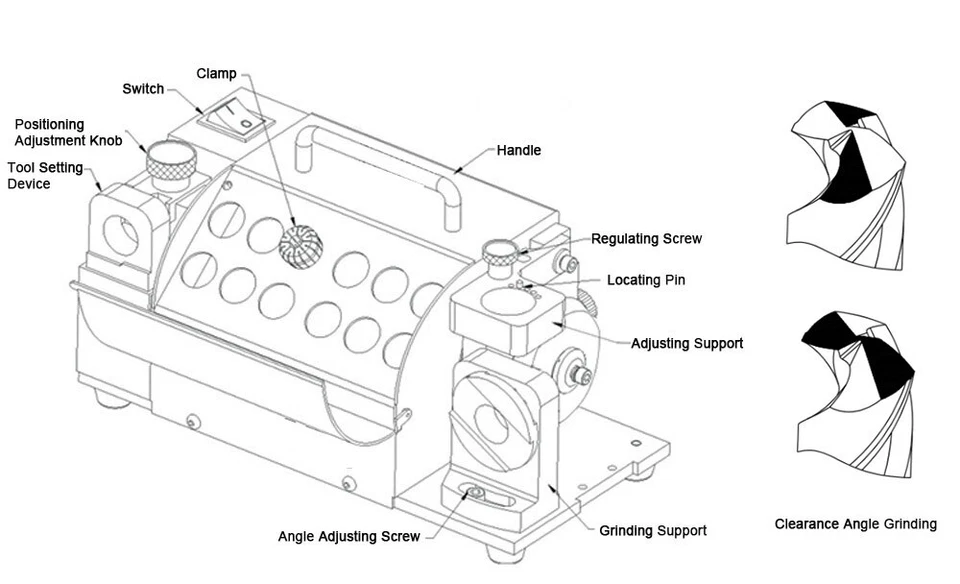 Электрическая точилка для сверл Ф3-ф13 мм с 11 цанговыми кольцами 110 В - Изображение 3 из 4