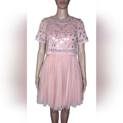 Asos Women's Peach beaded overlay tulle short sleeve mini cocktail dress Size 2 | eBay Asos Women's Peach beaded overlay tulle short sleeve mini cocktail dress Size 2 | eBay
