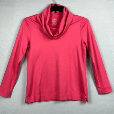 L.L. Bean Womens Long Sleeve Cowl Neck Shirt Size Medium Coral 100% Pima Cotton