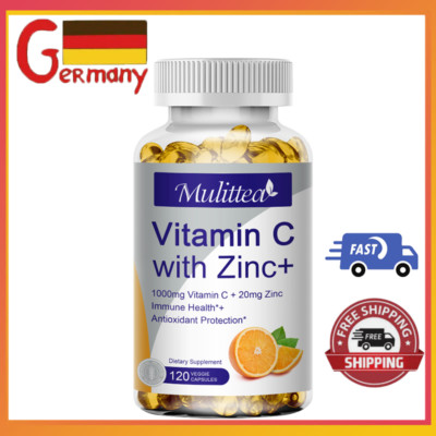 Vitamin C-Kapseln 1000mg zur Unterstützung des Immunsystems.Mit Zink-Antioxidans