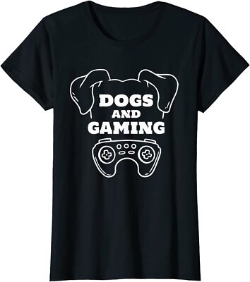Dogs And Gaming Funny Pug Dog Video Games Lover Gamer Ladies' Crewneck T-Shirt
