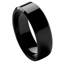 Tungsten Ring Band High Polished Black For Men & Women
