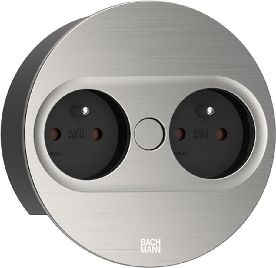 Bachmann TWIST 2 Metallische Abdeckscheibe rund, Edelstahl-Optik, 2xUTE Frankrei