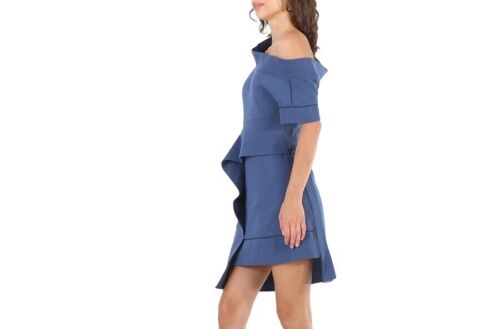 Burberry Pewter Blue One-shoulder Cotton-blend Sweatshirt Dress Size US6 - Picture 3 of 12