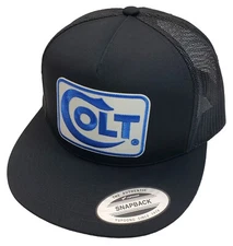 Colt Patch on Yupoong Trucker Hat YP Classic 6006 Snapback Black/Black