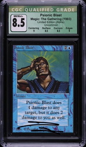 MTG 1993 SIGNED ALPHA Psionic Blast CGC QUAD++ 8.5 NM/MINT+ (9/8.5/8.5/9)
