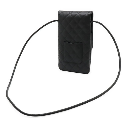 CHANEL Cambon Line Coco Mark Shoulder Bag Pouch Pochette Calfskin Leather Black - Picture 11 of 24