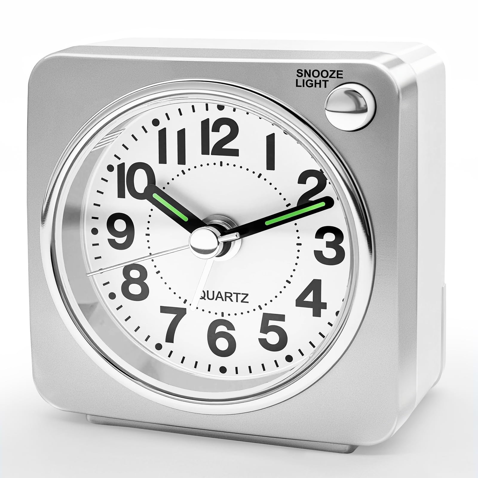 Minimalist Battery Analog Travel Alarm Clock, Silver Table Desk Shelf Clocks ...