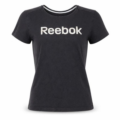 Reebok Damen Basic T-Shirt Größe M Schwarz Einfarbig Rundhals Kurzarm Freizeit