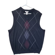 Dockers Mens V Neck Argyle Sweater Vest XL Black Burgundy Gray White Sleeveless