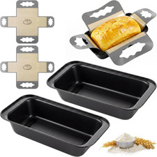 2Lb Loaf Tin with Liners, Nonstick Bread Tin, 2 Pack Carbon Steel Loaf Baking Pa