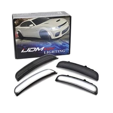 iJDMTOY 4pc Set Smoked Lens White Front/Rear Full LED Side Marker Light Kit C...