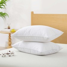 2PACK HOTEL 50 White Goose Down Fill Bed Pillow, 100 Cotton Shell, Japan Made