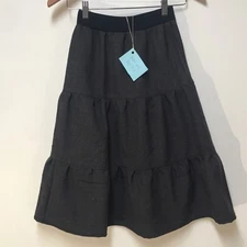 Skirt 100% Wool Girls M 8 Maxi Gray Ruffle Tiered Heavyweight Mom and Pop's Kids