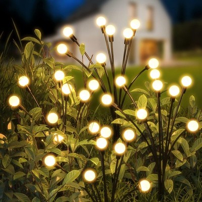 4x Solar Gartenlichter LED Firefly Solarlampen Glühwürmchen Lichter 8 Kugeln DE