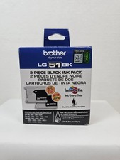 Brother LC51BK 2 Piece Black Ink Pack Cartridge New Sealed