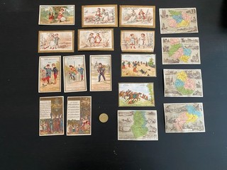 18 anciens Chromos France vers 1880 DIVERS CHOCOLATE & CAFE DES GOURMETS